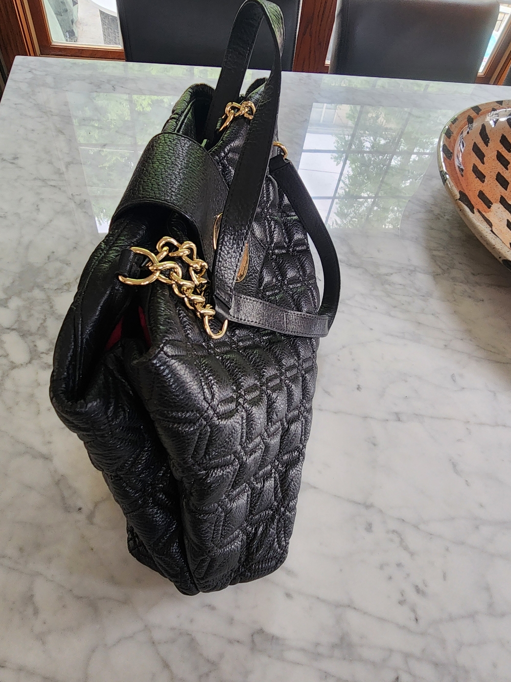 Kate Spade Black Quilted Leather Shoulder Bag with Gold Hardware, LIKE NEW.